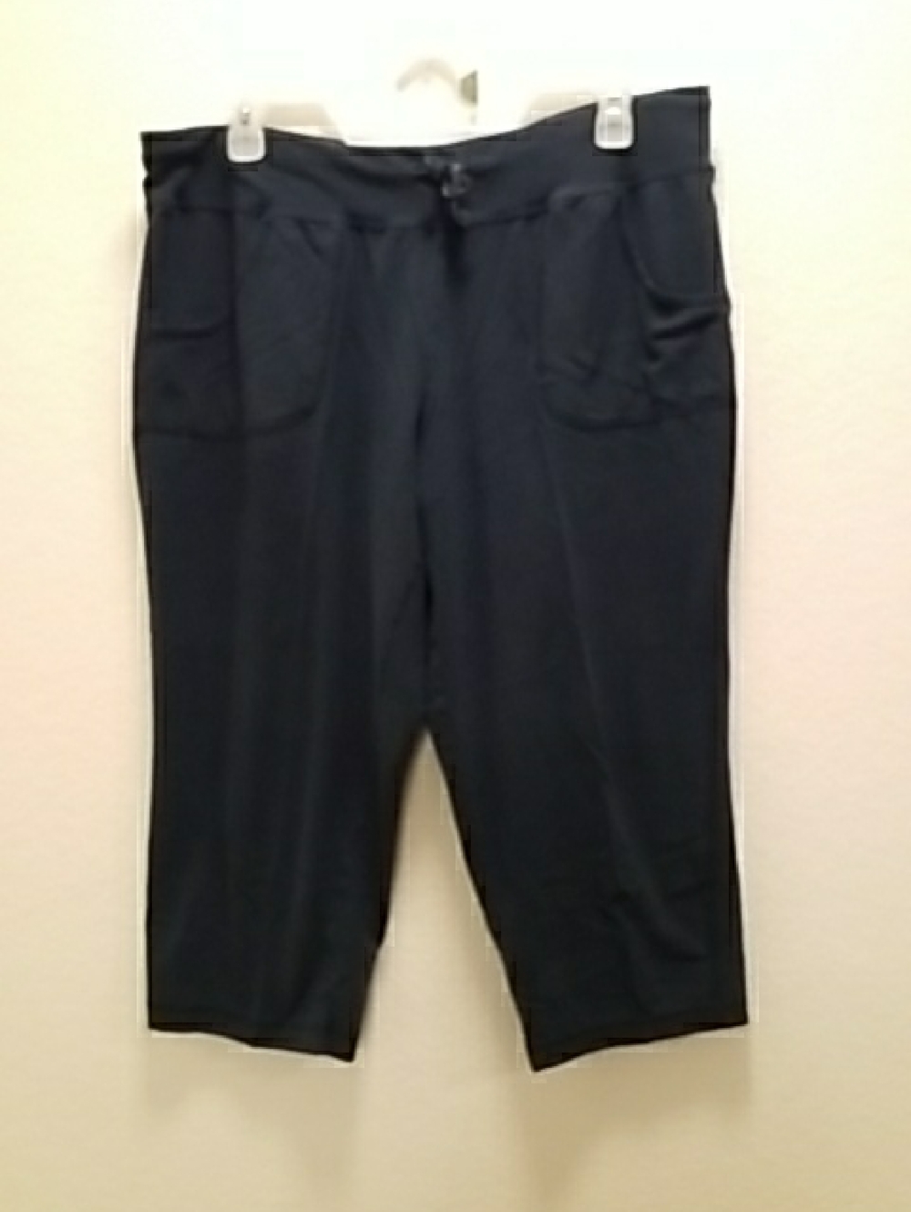 Athletic Works Black Capri Pants with White Side Stripe